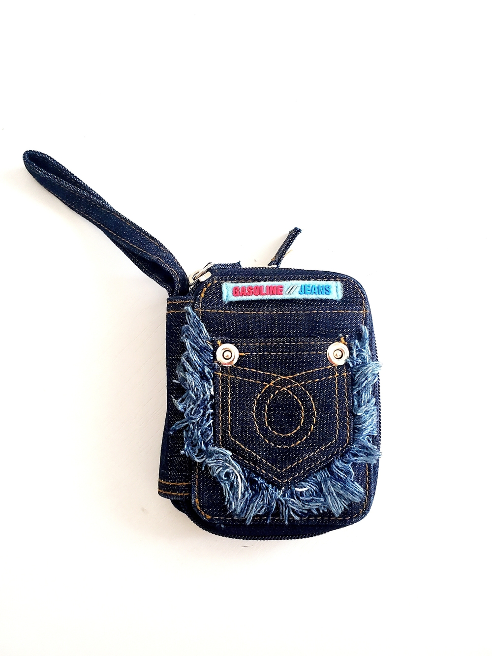 Dark Blue Denim Wristlet Clutch